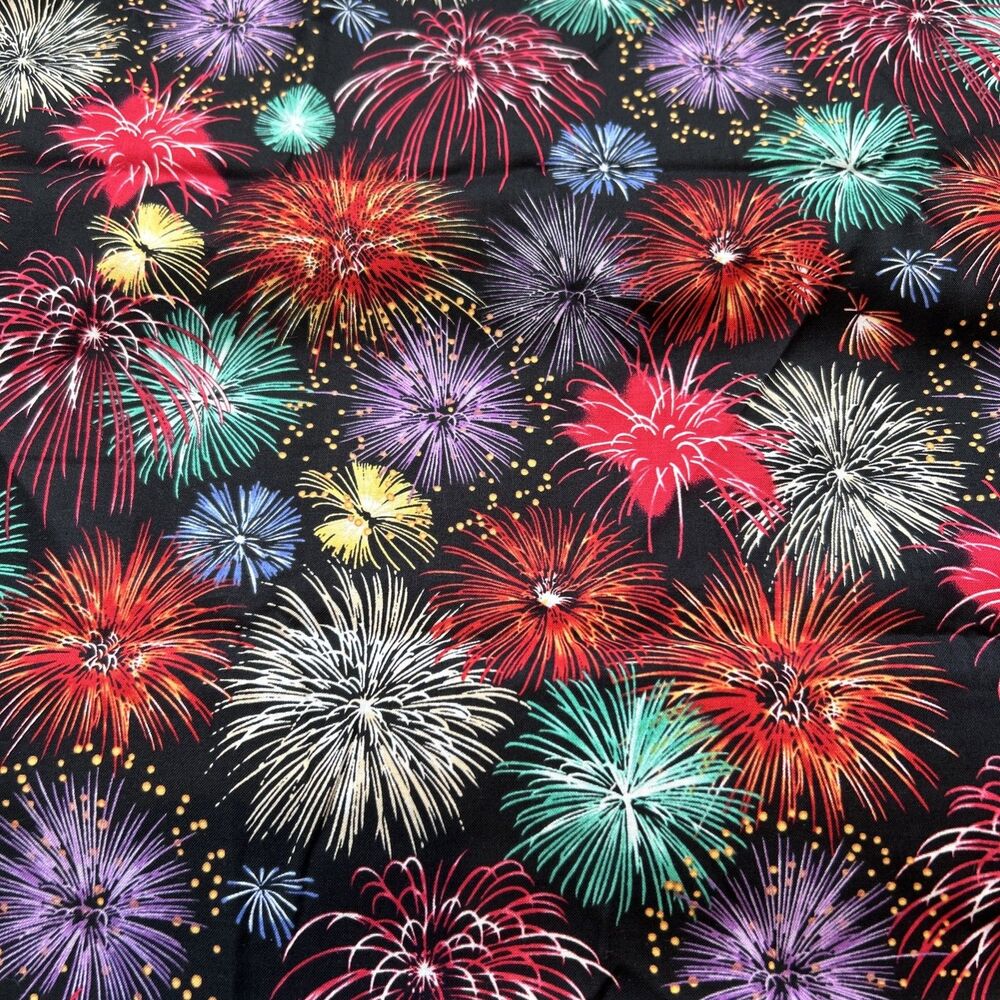 Hoffman Cotton Quilting Fabric Fireworks Coming at You 3D Colorful 1 Yd X 44"